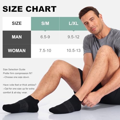 Lapulas Compression Socks for Men & Women, 6 Pairs Ankle Running Support Socks Black XL