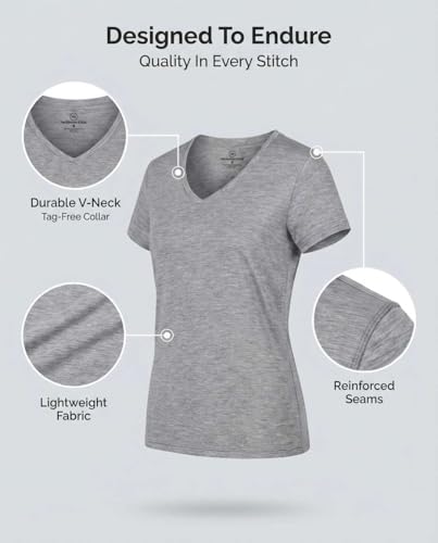 Women's Dry-Fit V-Neck T-Shirt - 5 Pack Activewear (Plus Size)