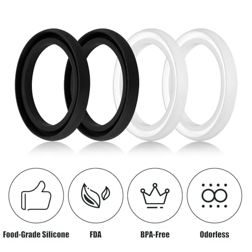 Silicone Replacement Gaskets for Stanley Classic Bottles - 4 Pack - Black/White