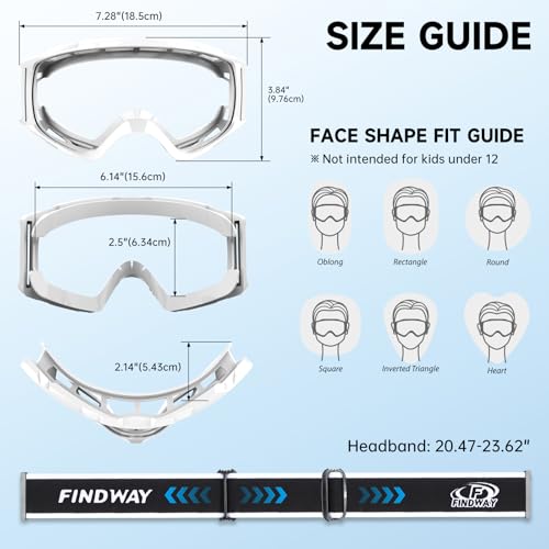 Ski Goggles OTG - Over Glasses Snowboard Goggles - A1 White Silver VLT 10%