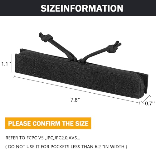 PETAC GEAR BK 7.8in Tactical Drop-in Zipper Inserts for Built-in Vest Plate Bag Admin Pocket