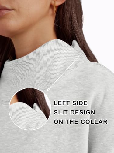 Oversized Mock Neck Sweatshirt - Medium Grey - Casual Fall Outfit