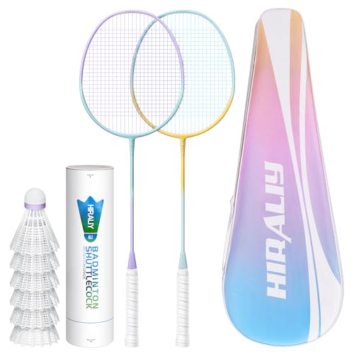 HIRALIY Badminton Set - 2 Rackets, 6 Shuttlecocks & Carry Bag (2 Player)