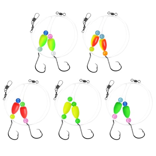 Pompano Rigs for Surf Fishing - Pre-Rigged with Floats & Hooks - 5 Colors, 5pcs