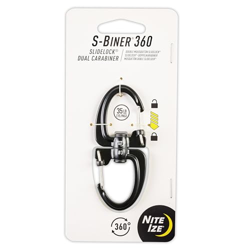 Nite Ize S-Biner 360 SlideLock Dual Carabiner, Swivel Key & Bottle Clip #3, Black