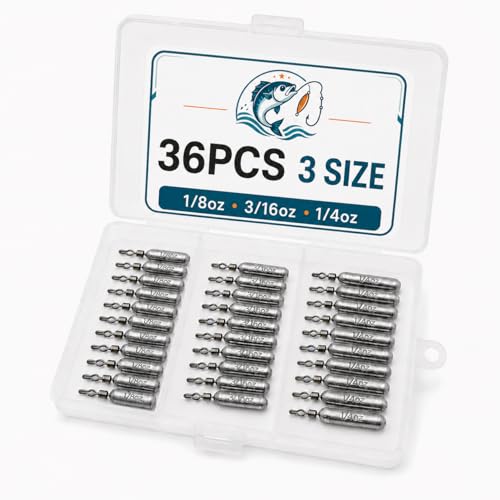 Drop Shot Weights Kit - 36 Pcs Pencil Fishing Sinkers, 3 Sizes