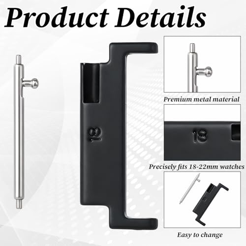 Universal Black Alloy Steel Watch Band Adapter - 18mm to 20mm