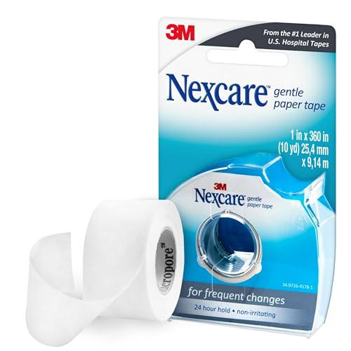 Gentle Paper Tape Dispenser - 1 in x 10 Yds, Hypoallergenic Medical Tape