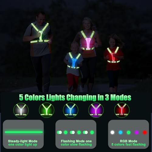 LED Reflective Vest for Running, Cycling & Walking - Adjustable & Rechargeable