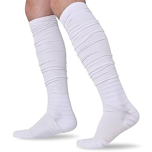 Ultra Long Football Socks with Ankle Support - Medium White