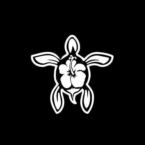 Hibiscus Turtle Decal Sticker - 5.2" x 5.2" - Pack of 1