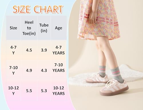 Kids Pink Crew Socks with Hearts - 4-7 Years
