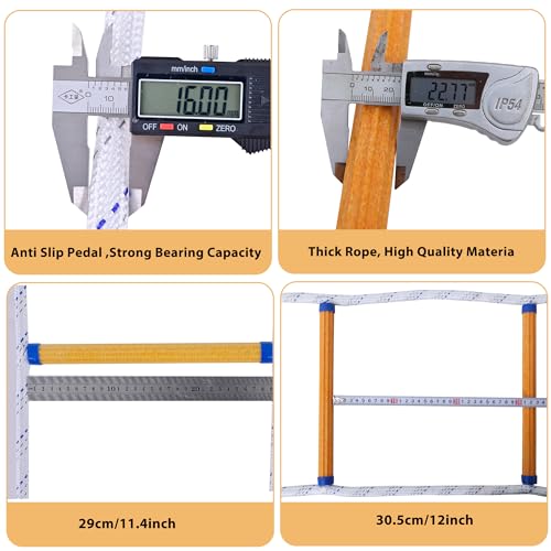 Rope Ladder,13.1FT Fire Escape 2 Story,Flame Retardant Safety with Hooks, Deploys Quickly,Portable and Reusable, Fire Escape Ladder Tested to 2000lbs