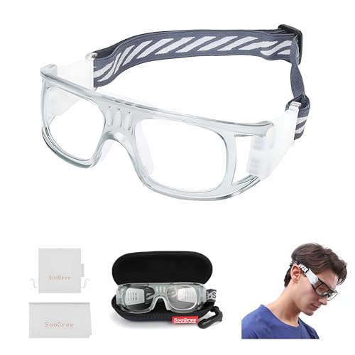 Protective Sports Goggles for Racquetball & Basketball - G8042 Gray Frame White Nose Pad