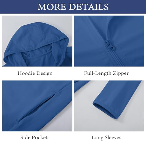 Kids UPF50+ Sun Protection Hoodie Jacket for Boys and Girls – 5-6 Years, Blue