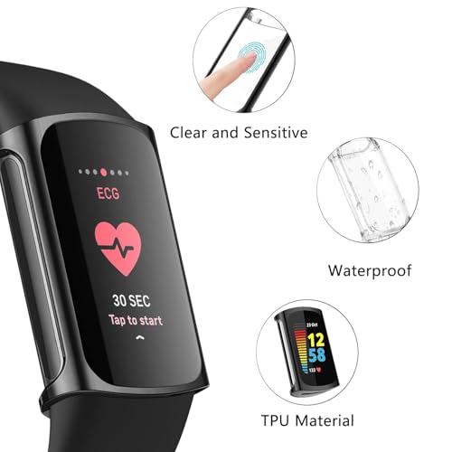 TPU Case for Fitbit Charge 5/6 - 4 Pack Screen Protector (Clear)