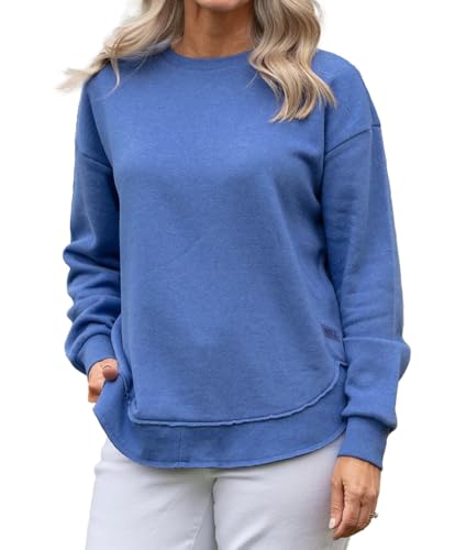 Royce Melange Poncho Fleece XL Royal - Long Sleeve Round Hem Cozy Outerwear