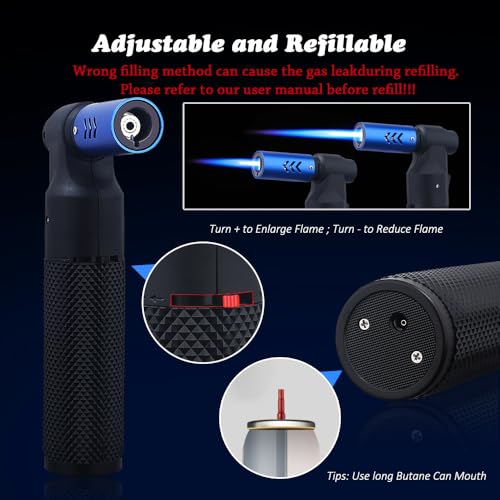 Butane Refillable Lighter with Piezo Ignition - Black