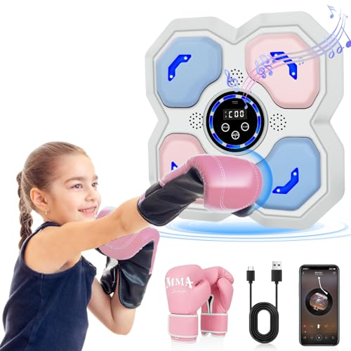 Pink Music Boxing Machine for Kids & Teens with Gloves - Trainer Equipment