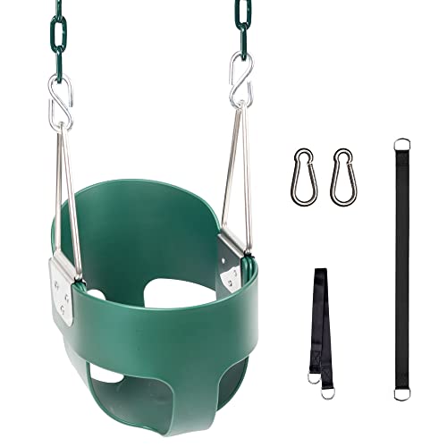 Toddler Swing with High Back EVA Seat & Iron Chains - Green