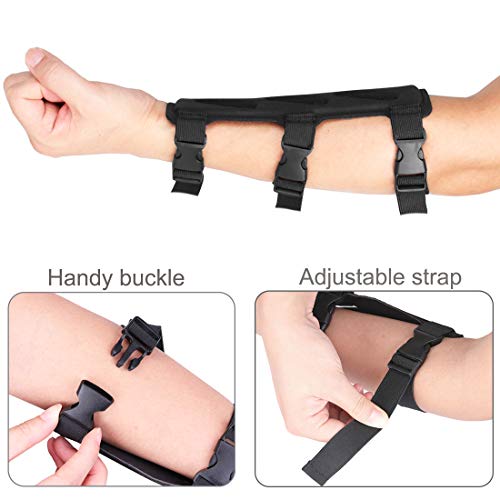 Adjustable Arm Guard for Archery - Lightweight 3-Strap - 7in Black