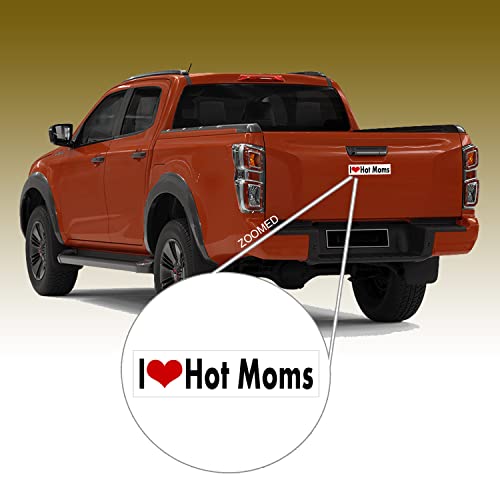 I Love Hot Moms Vinyl Bumper Sticker Decal - 1.5" x 6"