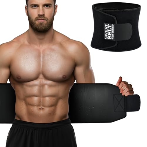 Waist Trainer for Men - Medium Black Sweat Band Belly Belt