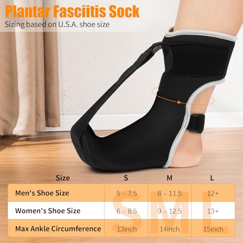 Black Small Plantar Fasciitis Night Sock with Arch Support - Pain Relief for Women & Men