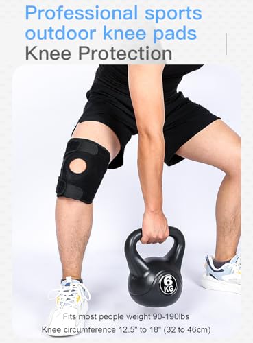 Adjustable Knee Brace for Pain Relief - Open-Patella Design, Black