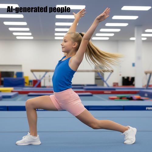 Girls High Waisted Athletic Shorts for Dance & Yoga - Pink, 7-8 Years