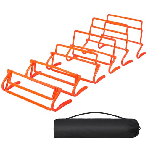 Adjustable Agility Hurdles Set - 4 Heights, 6 Pack - Orange