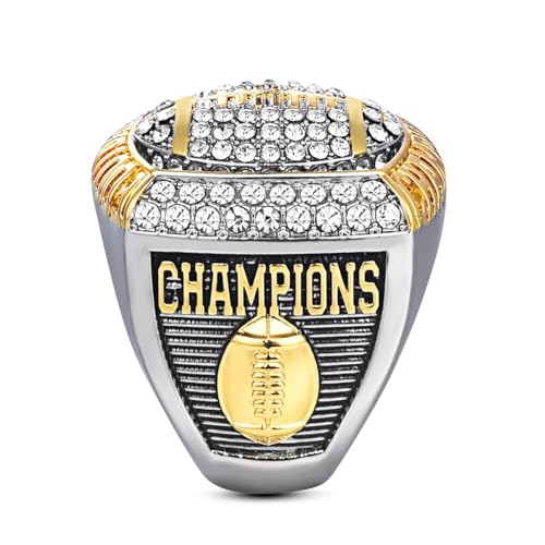 Football Championship Ring - Size 11, Two-Tone Gold & Silver