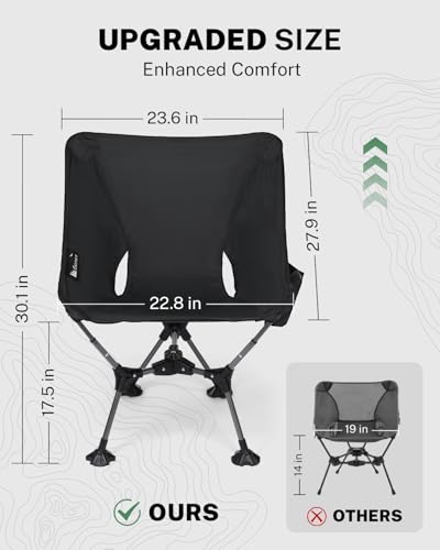Gonex XL Portable Camping Chair Black Ripstop Collapsible Backpacking Beach Seat