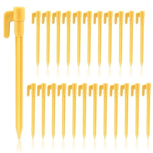 Plastic Tent Stakes - 24 Pack, 5.7 Inch, Yellow