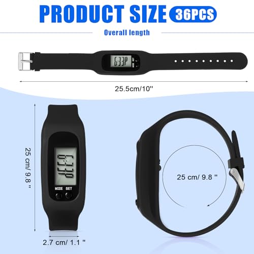 Walking Running Pedometer Watch - Silicone Fitness Tracker, Dark Sport Multi (12 Pack)