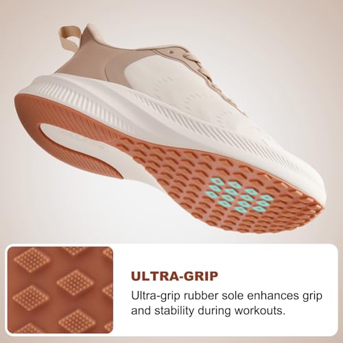 ALEADER Wide Toe Box Women’s Running Walking Tennis Shoes - Oatmeal, 8 Wide