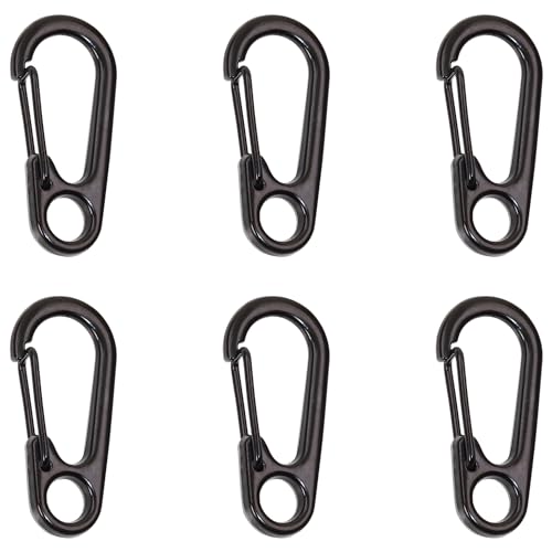 Mini Alloy Spring Snap Hooks - Quick Release Keychain Clips - Black