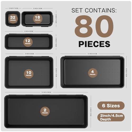 ¡¼Upgraded to 6 Size¡½A-LUGEI Tool Box Organizer,¡¼Fits 100+ Tools¡½ Black Garage Organization and Storage Tray Divider Set, Desk Drawer Organizer, Toolbox for Tool Chest Cart WorkBench Small Parts Widget