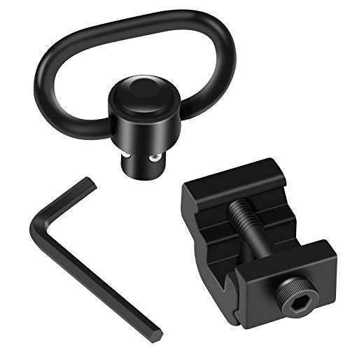 360° Rotation Picatinny Sling Swivel Mount with QD Button - Black