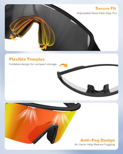 Polarized Running Sunglasses - Lightweight TR90 Cycling Glasses - Orange