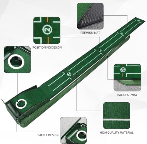 SWINGTEK Indoor Putting Green Mat with Auto Ball Return - Practice Golf at Home or Office