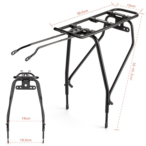 PINNAMAX Bike Rear Rack with MIK Adapter – Adjustable 26"-29" Pannier Carrier, 60lb Capacity