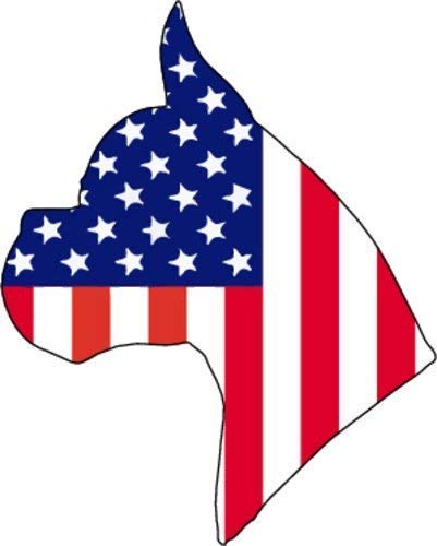 Boxer Dog American Flag Vinyl Sticker - 4.5 x 5 Inch UV Resistant Decal