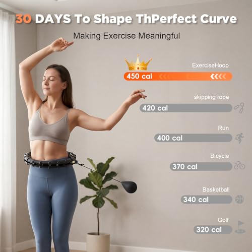 Weighted Hula Hoop Fitness - 65 Inch Detachable - Black