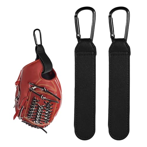 Adjustable Baseball Glove Clip Holder - PU Leather Sports Gear - Black, 2 Pack