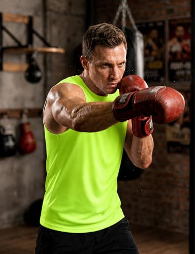 Men's Workout Sleeveless Tank Top Neon Yellow X-Large Quick Dry Athletic Gym Shirt
