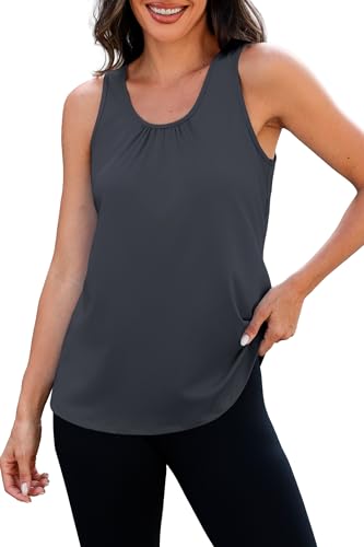 Workout Tank Top for Women - Racerback Loose Fit - Dark Grey XX-Large