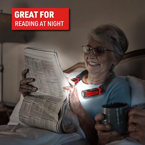 EZRED ANYWEAR Red Rechargeable Neck Light for Hands-Free Work LED 300 Lumens