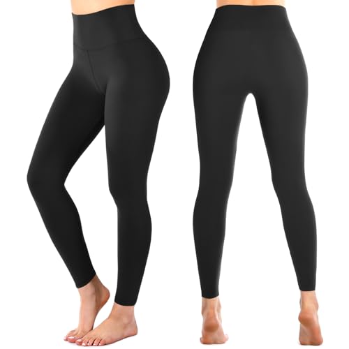 High Waisted Leggings for Women - Full Length, Small-Medium, Black