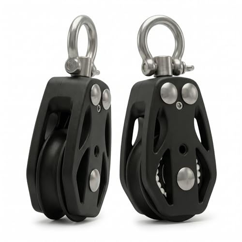 35mm Marine Pulley Block with Swivel Shackle - 2-Pack